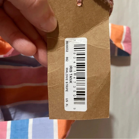 SOLUDOS ~ Multi-Colored Iris Maldive Stripe Button Down 100% Cotton Tank - Picture 9 of 9